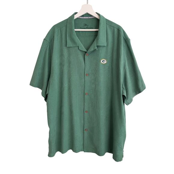 Tommy Bahama Silk Shirt Mens XXXL Green Bay Packers Football Short Sleeve Button - Picture 1 of 7